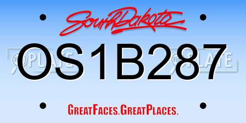 OS1B287 South Dakota License Plate