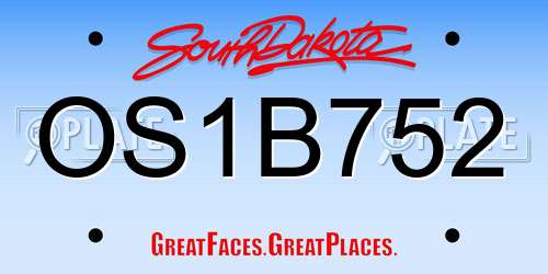 OS1B752 South Dakota License Plate
