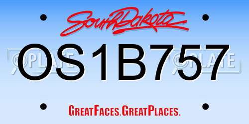 OS1B757 South Dakota License Plate