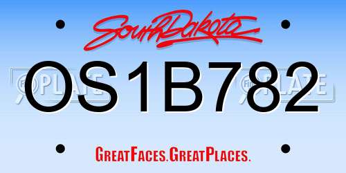 OS1B782 South Dakota License Plate