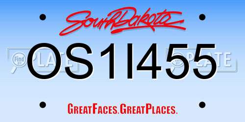OS1I455 South Dakota License Plate