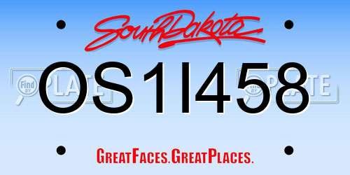 OS1I458 South Dakota License Plate