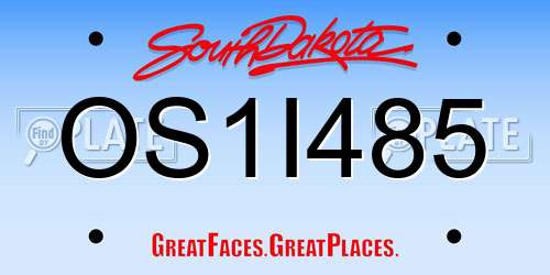 OS1I485 South Dakota License Plate