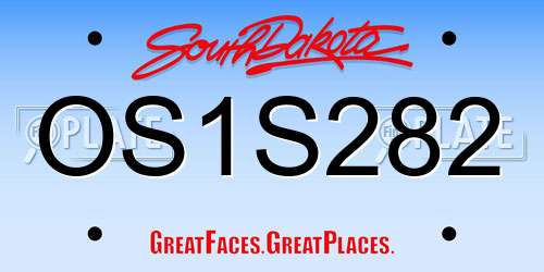 OS1S282 South Dakota License Plate