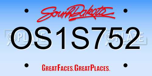 OS1S752 South Dakota License Plate