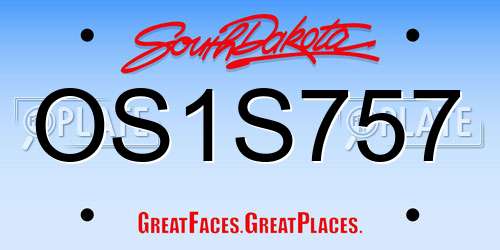 OS1S757 South Dakota License Plate