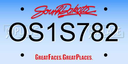 OS1S782 South Dakota License Plate