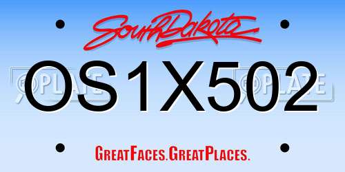 OS1X502 South Dakota License Plate