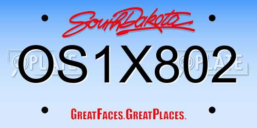 OS1X802 South Dakota License Plate