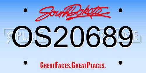 OS20689 South Dakota License Plate