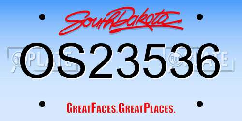 OS23536 South Dakota License Plate
