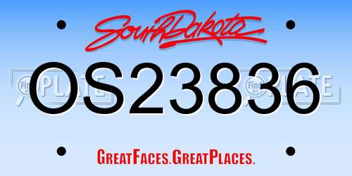 OS23836 South Dakota License Plate