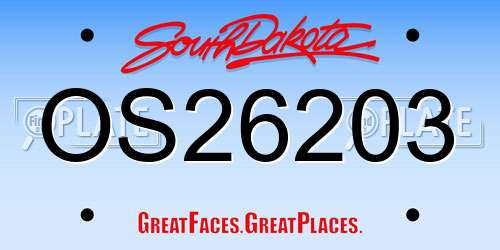 OS26203 South Dakota License Plate