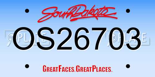 OS26703 South Dakota License Plate