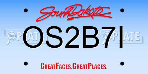 OS2B7I South Dakota License Plate