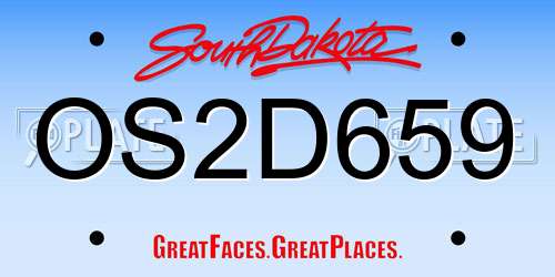 OS2D659 South Dakota License Plate