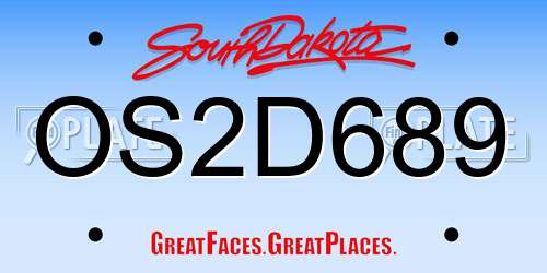 OS2D689 South Dakota License Plate