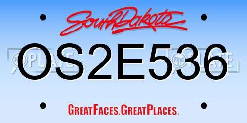 OS2E536 South Dakota License Plate