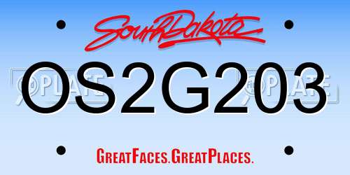 OS2G203 South Dakota License Plate