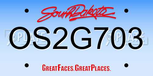 OS2G703 South Dakota License Plate