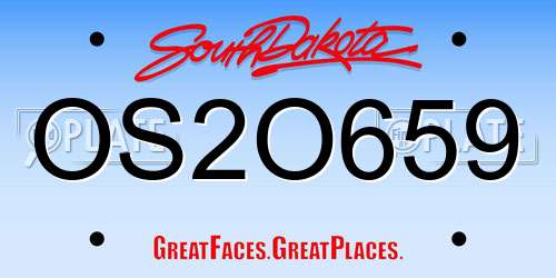 OS2O659 South Dakota License Plate