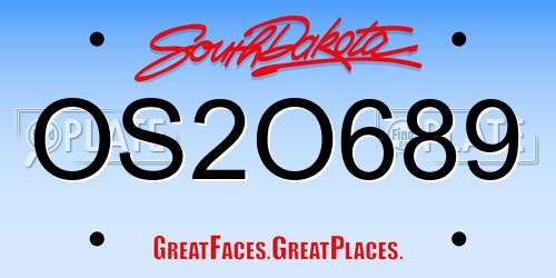 OS2O689 South Dakota License Plate
