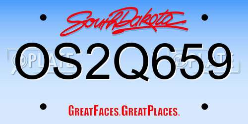 OS2Q659 South Dakota License Plate