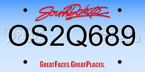 OS2Q689 South Dakota License Plate
