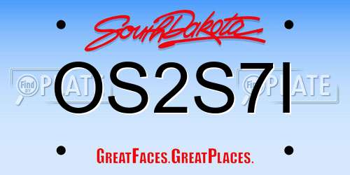 OS2S7I South Dakota License Plate