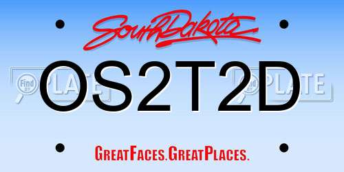 OS2T2D South Dakota License Plate