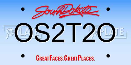 OS2T2O South Dakota License Plate