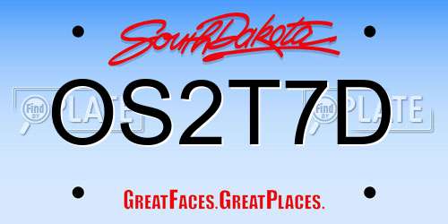 OS2T7D South Dakota License Plate
