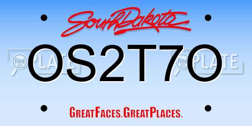 OS2T7O South Dakota License Plate