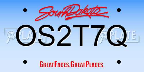 OS2T7Q South Dakota License Plate