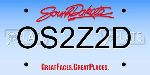 OS2Z2D South Dakota License Plate