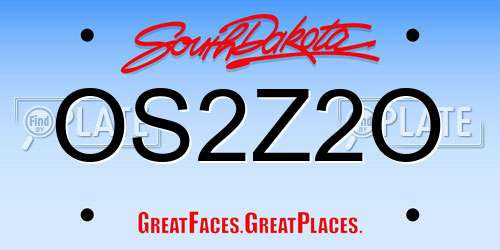 OS2Z2O South Dakota License Plate