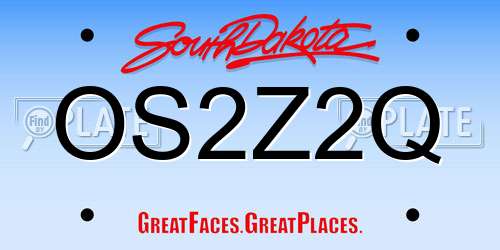 OS2Z2Q South Dakota License Plate