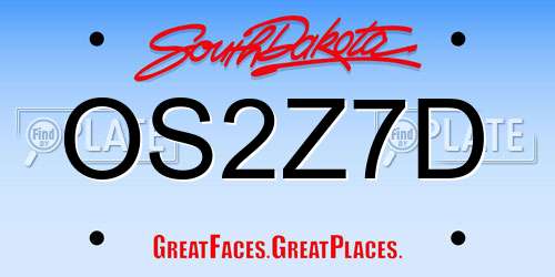 OS2Z7D South Dakota License Plate