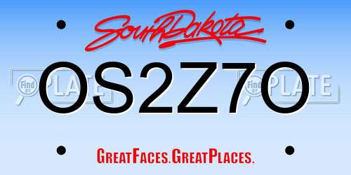 OS2Z7O South Dakota License Plate