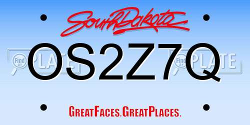 OS2Z7Q South Dakota License Plate