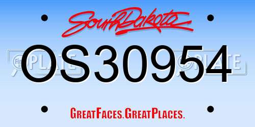 OS30954 South Dakota License Plate
