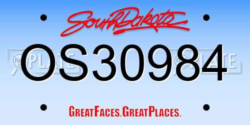 OS30984 South Dakota License Plate