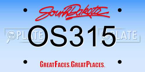 OS315 South Dakota License Plate