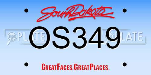 OS349 South Dakota License Plate