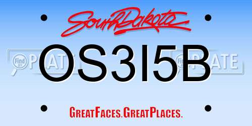OS3I5B South Dakota License Plate