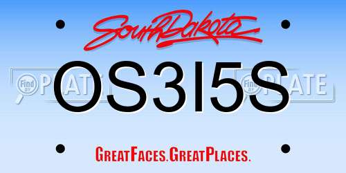 OS3I5S South Dakota License Plate