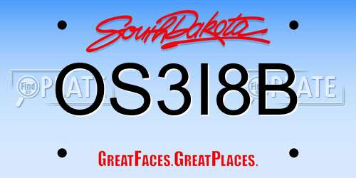 OS3I8B South Dakota License Plate