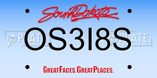 OS3I8S South Dakota License Plate