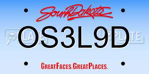 OS3L9D South Dakota License Plate