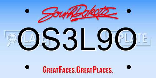 OS3L9O South Dakota License Plate